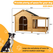 Large Wooden Dog House with Porch