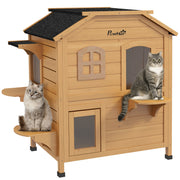 2-Story Wooden Outdoor Cat House