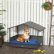 Wicker Dog House with Canopy