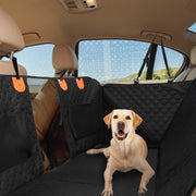 Dog Car Back Seat Cover with Mesh Window & Storage