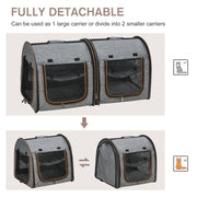 Portable Soft-Sided Cat Carrier with Divider – Dual Compartment, Padded Design & Storage Pocket