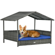 Wicker Dog House with Canopy