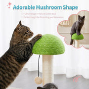 Mushroom Sisal Rope Cat Scratching Post with Interactive Ball Track