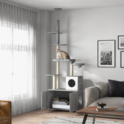 2-in-1 Floor-to-Ceiling Cat Tree With Litter Box Enclosure