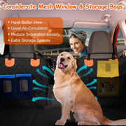 Dog Car Back Seat Cover with Mesh Window & Storage