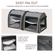 Portable Soft-Sided Cat Carrier with Divider – Dual Compartment, Padded Design & Storage Pocket