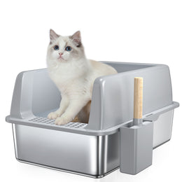 Premium Stainless Steel Cat Litter Box