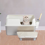 Premium Stainless Steel Cat Litter Box with Plastic Enclosure