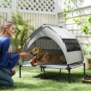Elevated Dog Bed with Removable Canopy & Cooling Pad