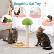 Mushroom Sisal Rope Cat Scratching Post with Interactive Ball Track