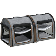 Portable Soft-Sided Cat Carrier with Divider – Dual Compartment, Padded Design & Storage Pocket