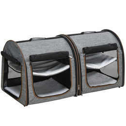 Portable Soft-Sided Cat Carrier with Divider – Dual Compartment, Padded Design & Storage Pocket