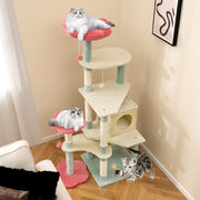 61-Inch Multi-Level Floral Cat Tower