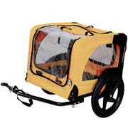 Yellow Outdoor Heavy Duty Foldable Pet Stroller With Bicycle Tow