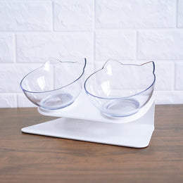 Transparent Cat Head Double Bowl