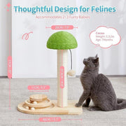 Mushroom Sisal Rope Cat Scratching Post with Interactive Ball Track