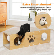 Multi-Hole Cat Tunnel with Scratching Board & Pom Poms