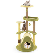 Freestanding Multi-Level Avocado Cat Tower with Private Condo