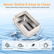 Premium Stainless Steel Cat Litter Box with Plastic Enclosure