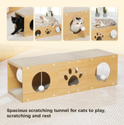Multi-Hole Cat Tunnel with Scratching Board & Pom Poms