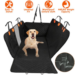 Dog Car Back Seat Cover with Mesh Window & Storage