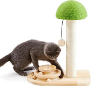 Mushroom Sisal Rope Cat Scratching Post with Interactive Ball Track