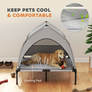 Elevated Dog Bed with Removable Canopy & Cooling Pad