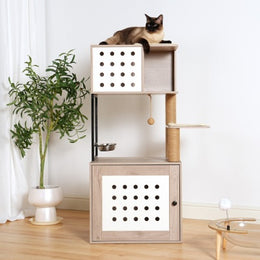 All-in-One Cat Tree with Litter Box Enclosure