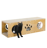 Multi-Hole Cat Tunnel with Scratching Board & Pom Poms