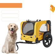 Yellow Outdoor Heavy Duty Foldable Pet Stroller With Bicycle Tow