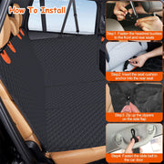 Dog Car Back Seat Cover with Mesh Window & Storage