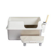 Premium Stainless Steel Cat Litter Box with Plastic Enclosure