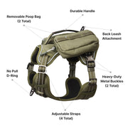High-Performance Tactical Dog Harness with Backpack