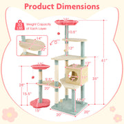 61-Inch Multi-Level Floral Cat Tower