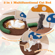 Mushroom Cat Bed with Claw Scratcher