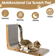 Large L-Shape Cat Scratching Board with Ball Toy