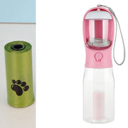3-in-1 Portable Pet Water Bottle, Food Feeder, and Garbage Bag Dispenser