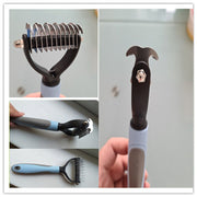 Pet Dual-Sided Grooming Brush – Deshedding, Dematting, and Fur Removal Rake Comb for Undercoat Care