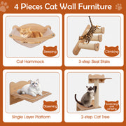 4-Piece Wall-Mounted Cat Furniture Set
