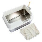 Premium Stainless Steel Cat Litter Box with Plastic Enclosure