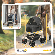 3-in-1 Foldable Pet Stroller with Detachable Carrier