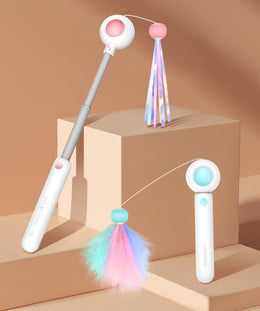 Retractable Cat Teaser Stick & Laser Pen