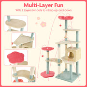 61-Inch Multi-Level Floral Cat Tower