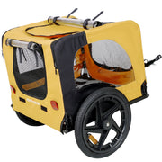 Yellow Outdoor Heavy Duty Foldable Pet Stroller With Bicycle Tow