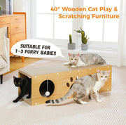 Multi-Hole Cat Tunnel with Scratching Board & Pom Poms