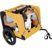 Yellow Outdoor Heavy Duty Foldable Pet Stroller With Bicycle Tow