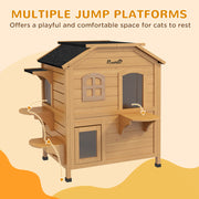 2-Story Wooden Outdoor Cat House