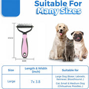 Pet Dual-Sided Grooming Brush – Deshedding, Dematting, and Fur Removal Rake Comb for Undercoat Care