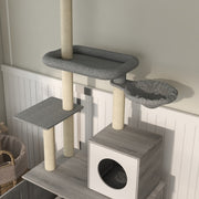 2-in-1 Floor-to-Ceiling Cat Tree With Litter Box Enclosure